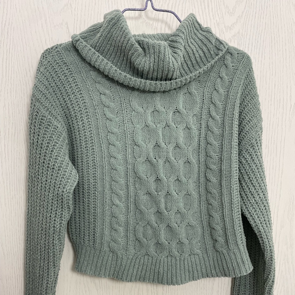 Cozy Cable Knit Sweater in Sage Green